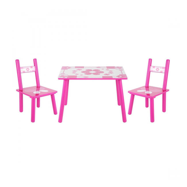 Set masuta cu 2 scaune pentru copii din MDF 40x60x42cm Fluture KT4740 JGR