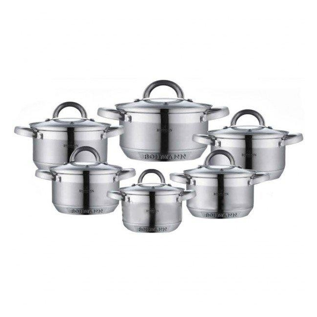 Set oale din inox cu capac 12 piese Bohmann BH0717