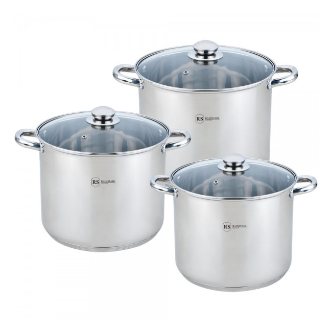 Set oale din inox cu capac 6 piese Rainstahl BG RSCW250106