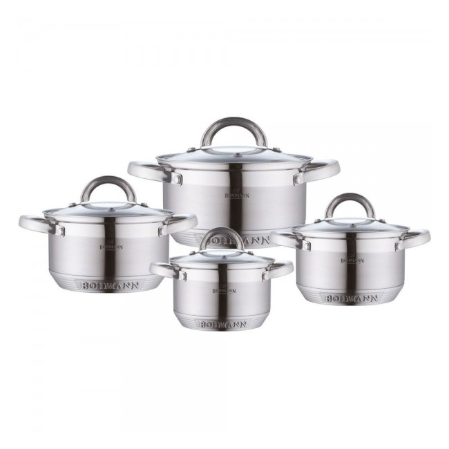 Set oale din inox cu capac 8 piese Bohmann BH0716