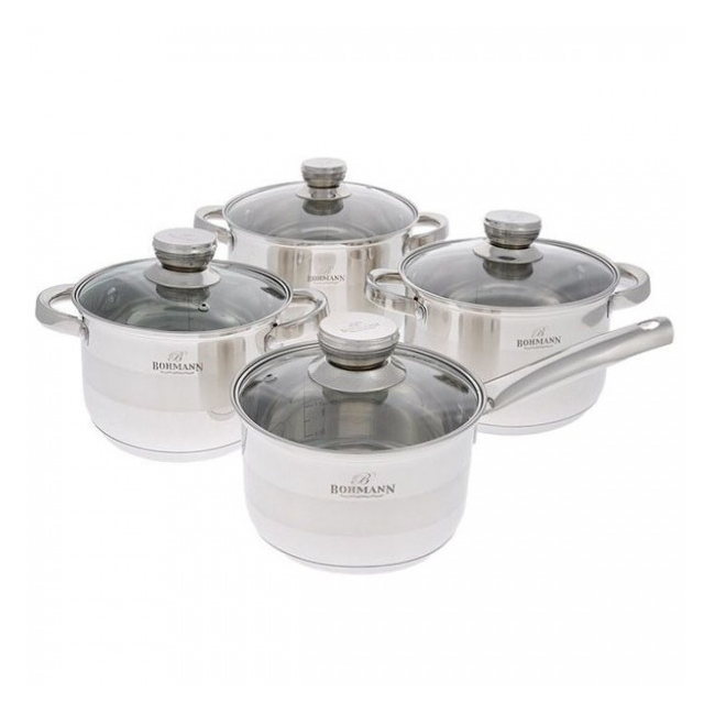 Set oale din inox cu capac 8 piese Bohmann BH08475