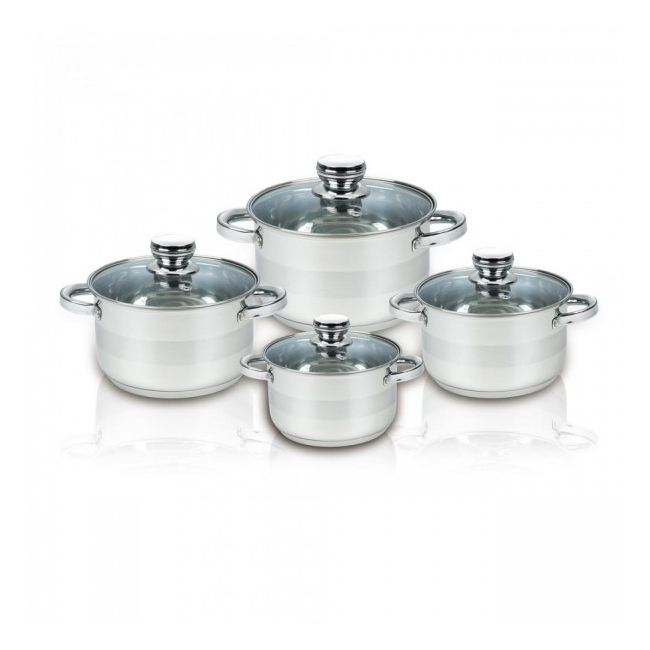 Set oale din inox cu capac 8 piese Sapir SP1210LI8B