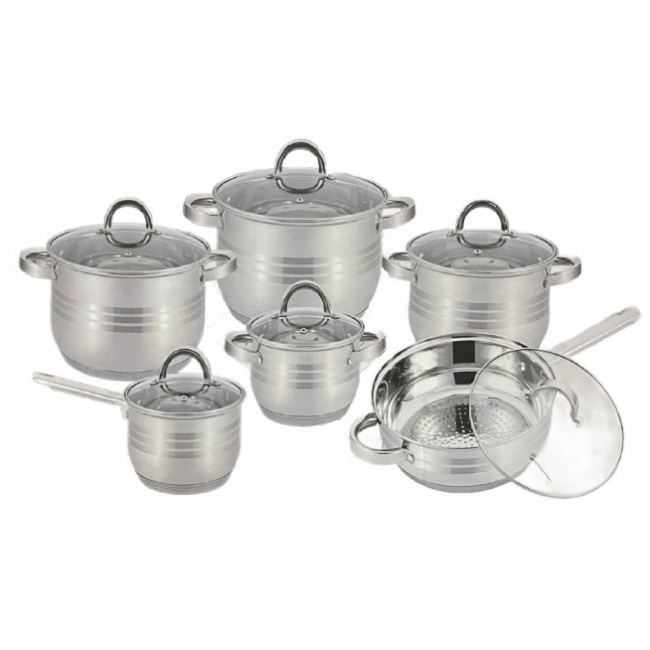 Set oale inox cu capace 12 piese 5 straturi Kitchen PRO-1261