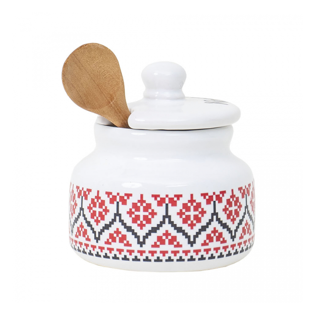 Set pentru miere cu cana si lingurita 300ml H 12cm Romania Zilan EXT10783