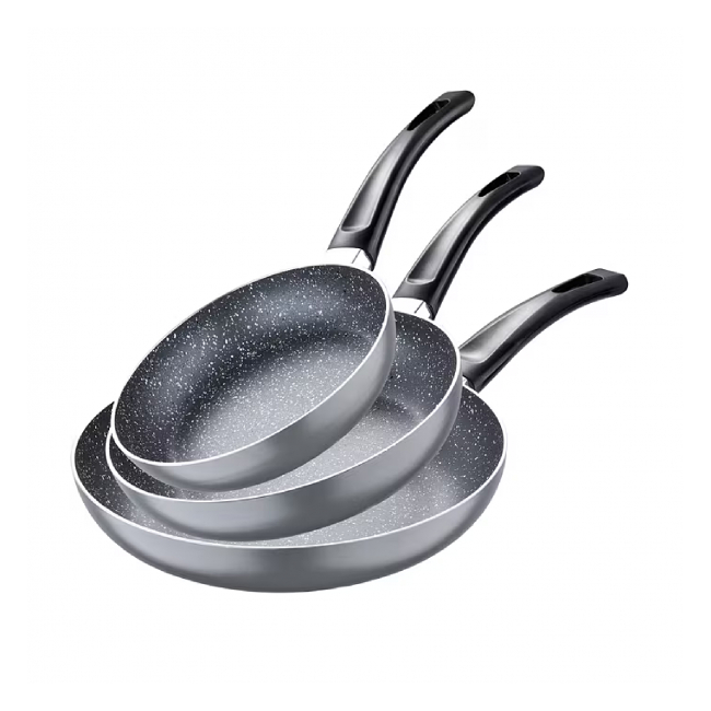 Set tigaie placata cu marmura 3 piese Cheffinger CF-FA03 SILVER