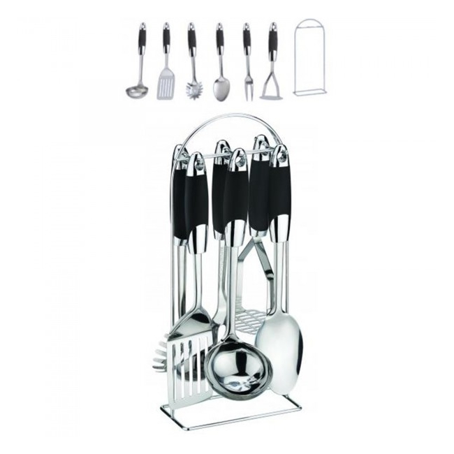 Set ustensile bucatarie inox cu suport 7 piese Bohmann BH7760