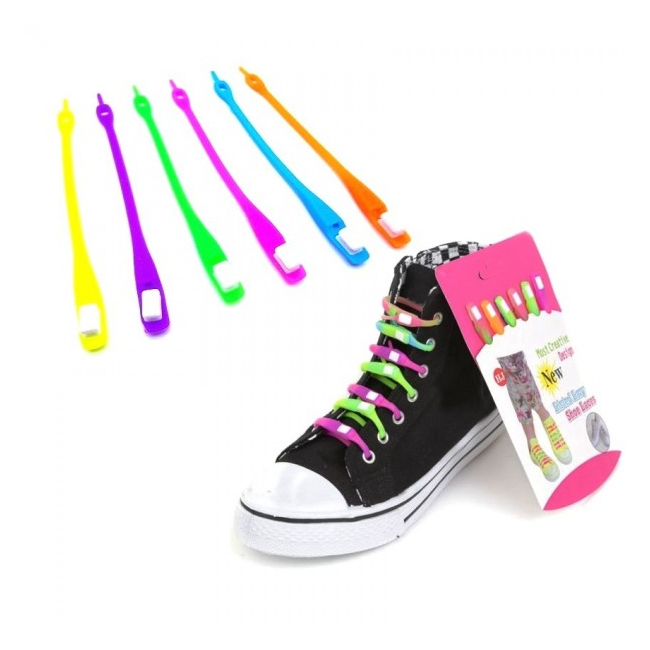 Sireturi Colorate din Silicon Set 6 Neon Lazy Shoe Laces