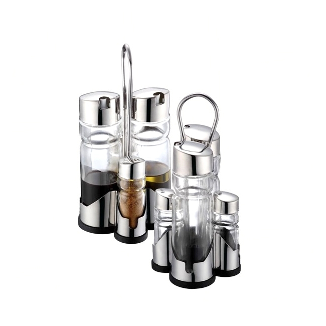 Suport cu Solnite si Oliviere Sticla si Metal Spice Rack Set DNC16252