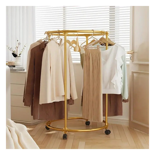 Suport rotund din otel Inoxidabil pentru haine cu roti finisaj cromat  DNC66271