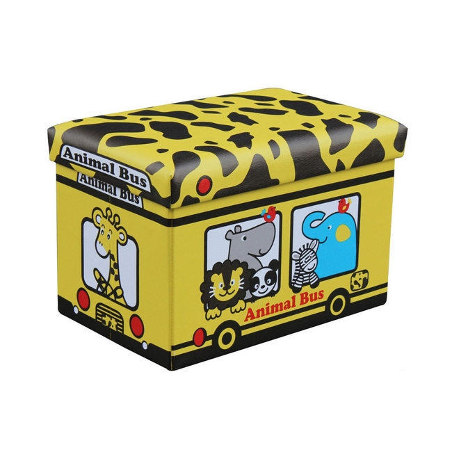 Taburet cu Spatiu Depozitare Pliabil 48x32x32cm Animal Bus TB63