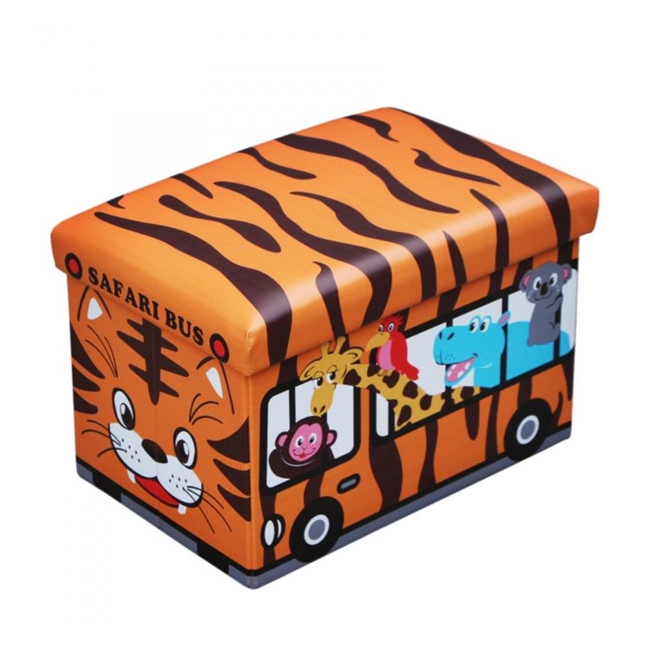 Taburet cu Spatiu Depozitare Pliabil 48x32x32cm Safari Bus TB65