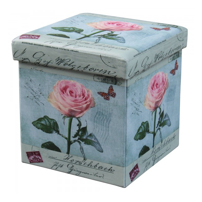 Taburet cu Spatiu Depozitare Pliabil Compact 38x38cm TB56 Rose