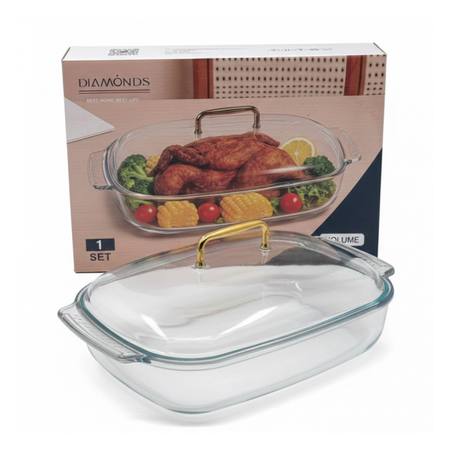 Tava Sticla cu capac Plastic 3.8L WEI A-16323 DNC67070