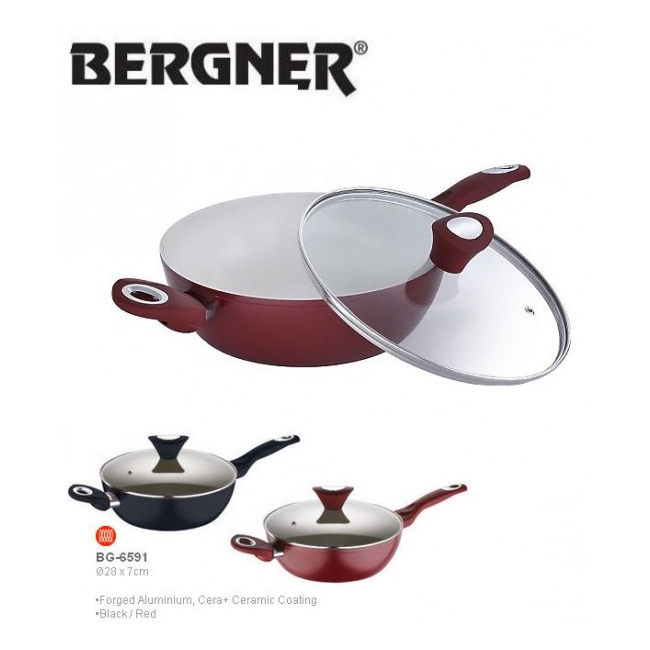 Tigaie Ceramica WOK cu Capac Bergner BG6591