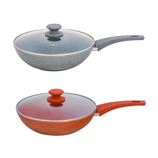 Tigaie cu interior Marmorat Wok 28cm cu capac Grunberg GR369