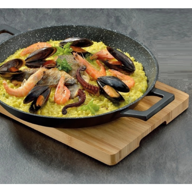 Tigaie de Paella Aluminiu cu manusi 32cm Cheffinger CF-PP32