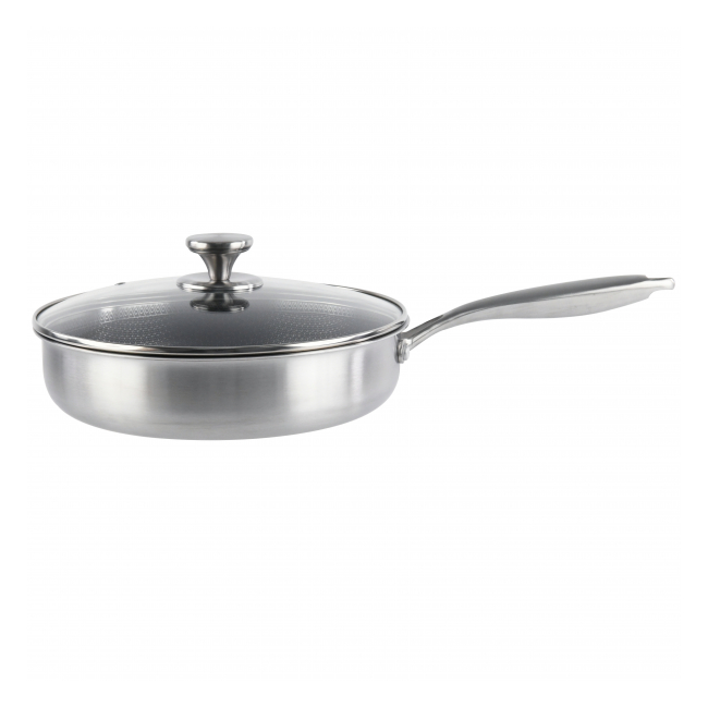 Tigaie Inox capac sticla invelis honeycomb 28cm 3.70L Grunberg GR9728