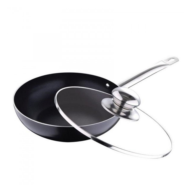 Tigaie Wok cu maner din Inox si capac de Sticla Bergner BGMP7934