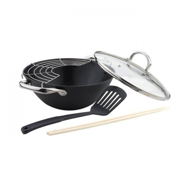 Tigaie wok fonta suport bete capac Bohmann BH60228 28cm 3.6L