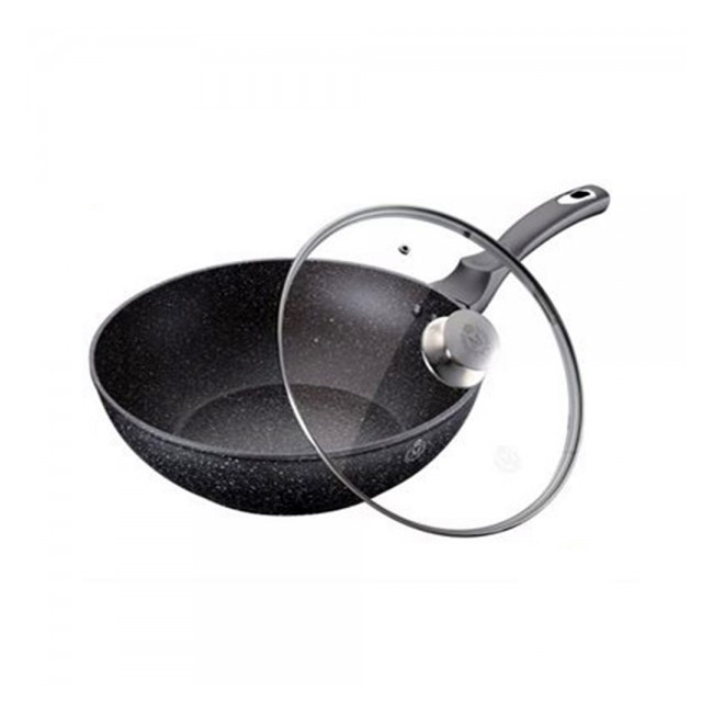 Tigaie Wok Interior Granit cu Capac 30cm Meisterklasse MK102230