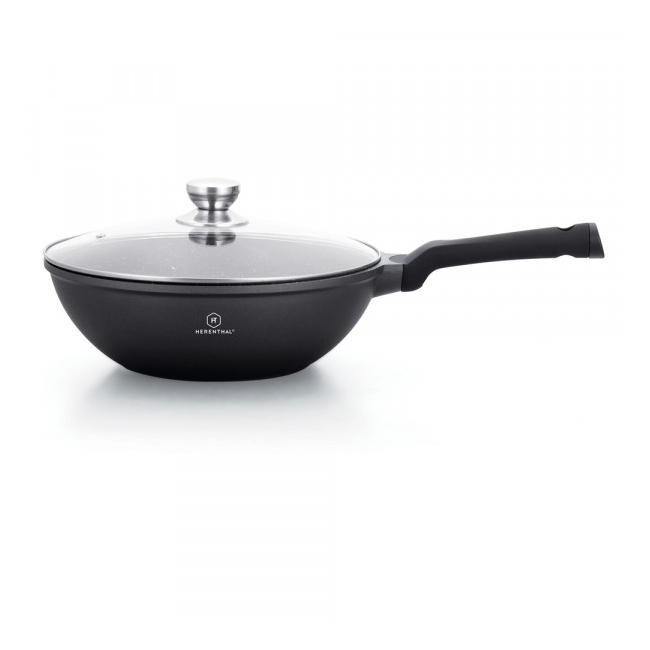 Tigaie Wok Marmorata cu Capac 3.7L 28cm Herenthal HT-CBW28M