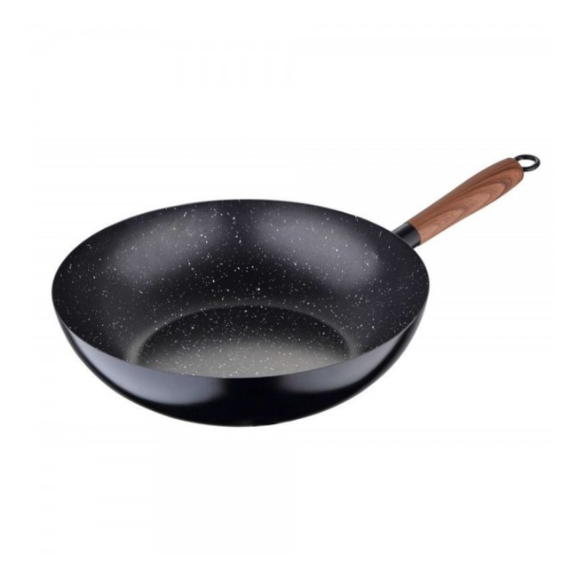 Tigaie Wok otel carbon cu interior Marmorat 30x7.8cm Renberg RB1601
