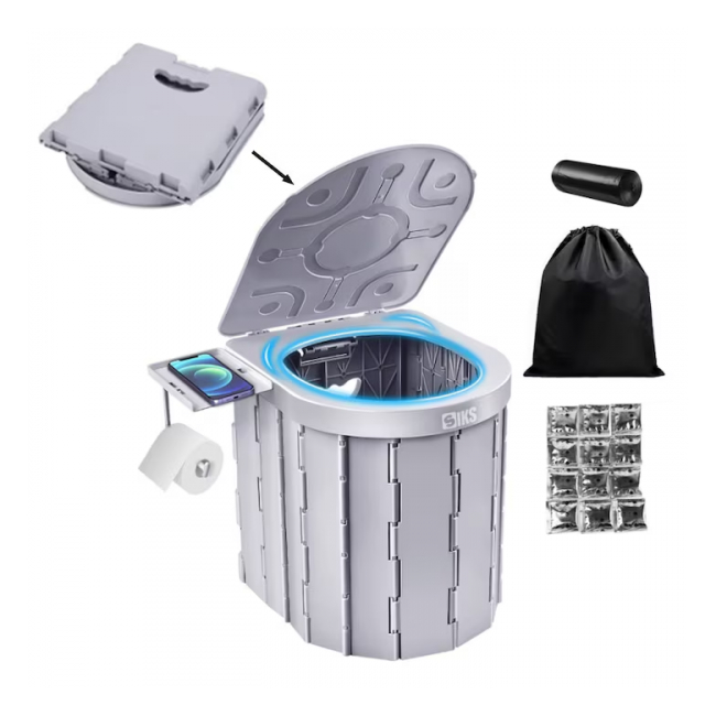 Toaleta Portabila echipata camping 32.5x30x28cm Plastic Gri DNC65674