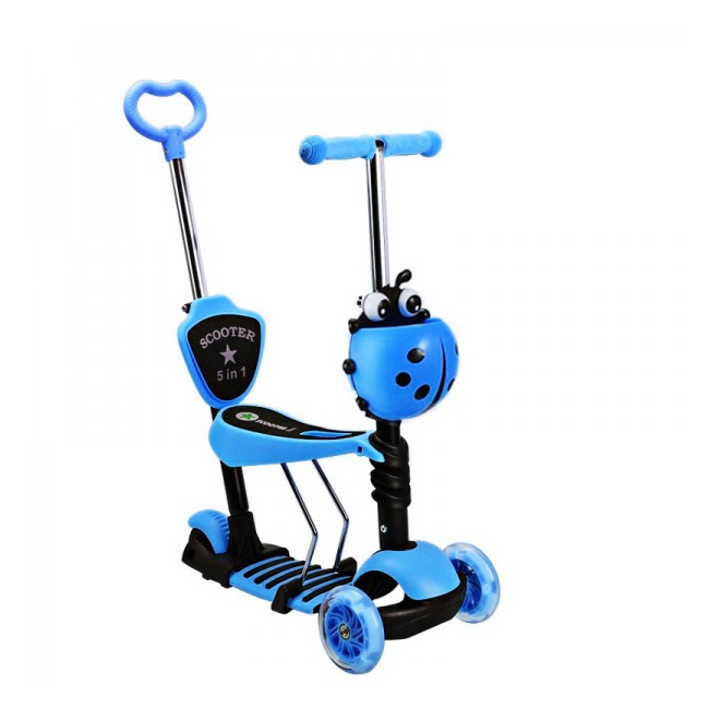 Trotineta Copii Scooter 5in1 2-7 Ani 40Kg cu Manere O si T Albastra