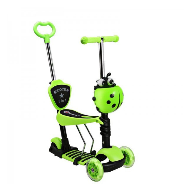 Trotineta Copii Scooter 5in1 1-8 Ani 40Kg cu Manere O si T Verde