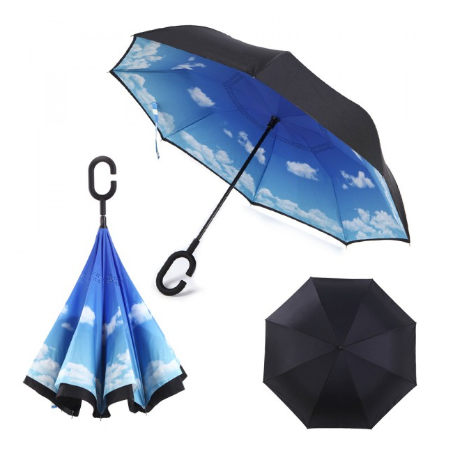 Umbrela de ploaie reversibila 100cm Imprimeu Interior Nori UM001