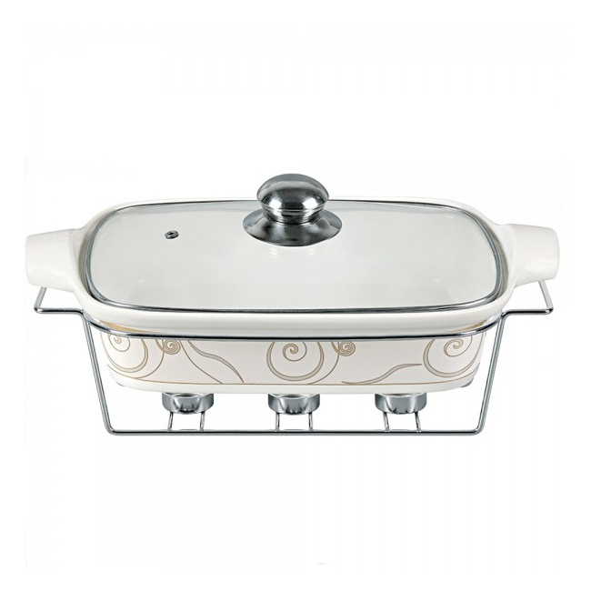 Vas cald dish portelan Sapir SP1315RC suport 3 lumanari 3.5L