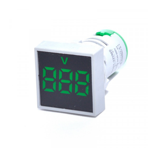 Voltmetru Digital Patrat de Panou 22mm Verde AD10122VMS/V 5C016 XXM