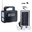 Kit Solar Lanterna LED Radio USB 3 Becuri 6V4Ah GDPLUS GD8028
